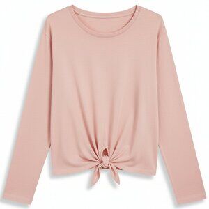 J.Crew Pink Tie Front Long Sleeve Top Knot Hem Tee Size M